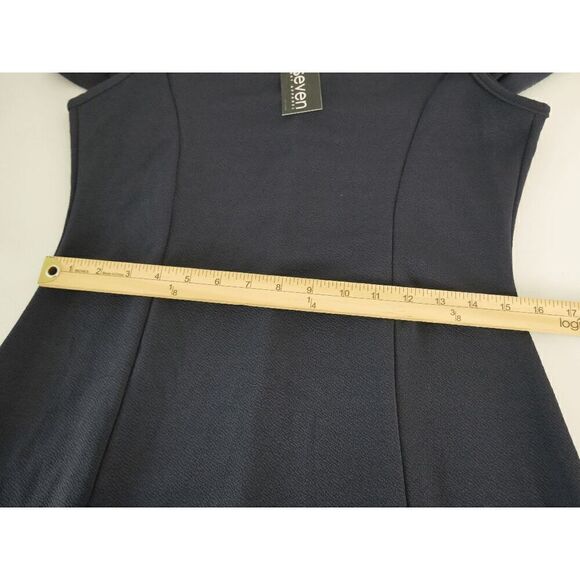 24Seven Comfort Apparel Women's Blue Ruffle Cold Shoulder A-Line Formal Dress L - Picture 5 of 8